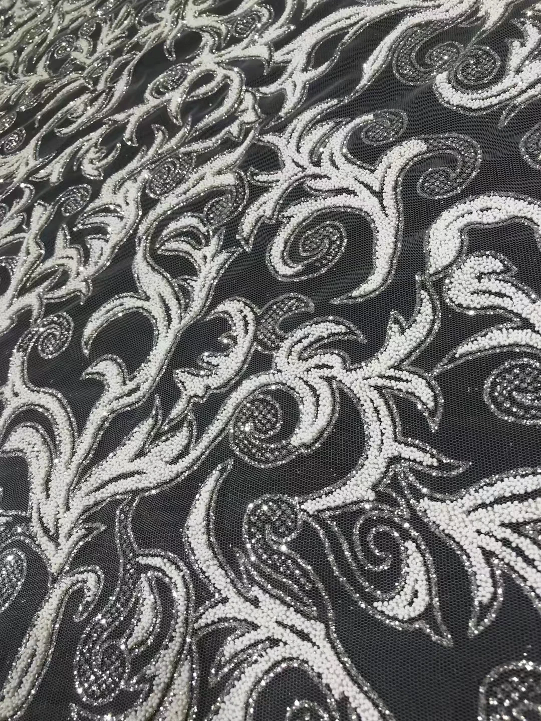 Новинка серебряная бронзовая вышитая искусственная ткань Кружевной Тюль