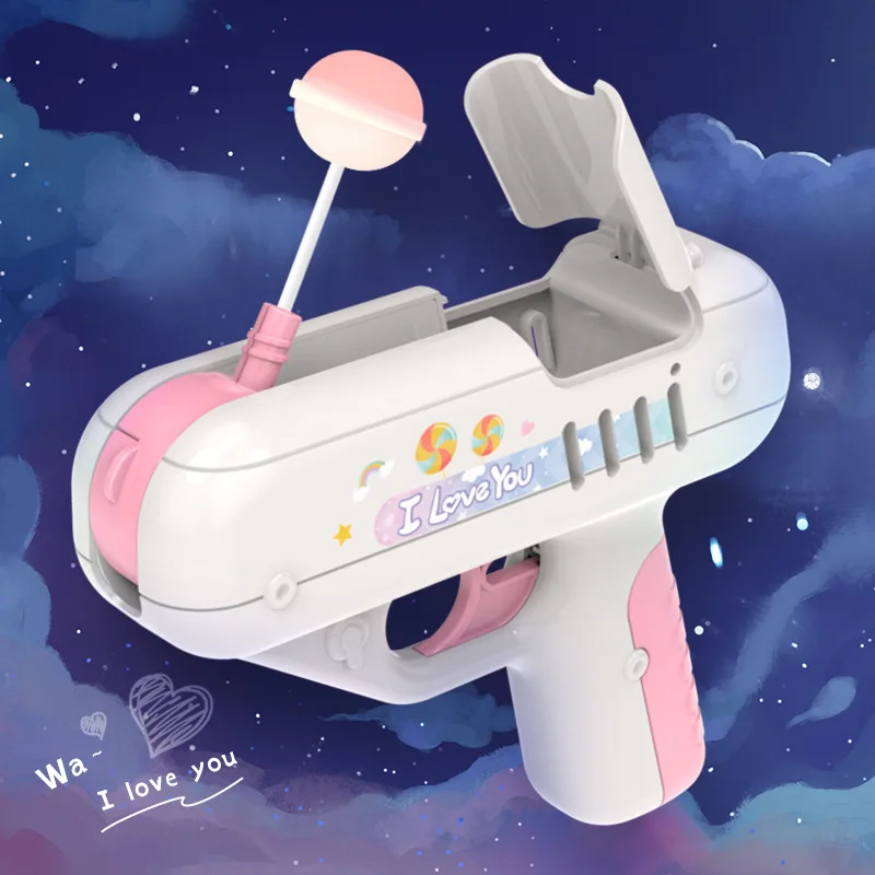 

Cute Surprise Sound and Light Electric Lollipop Gun Creative Gift for Boys and Girls Friends Children Toys 1 Gun 3 Lollipops