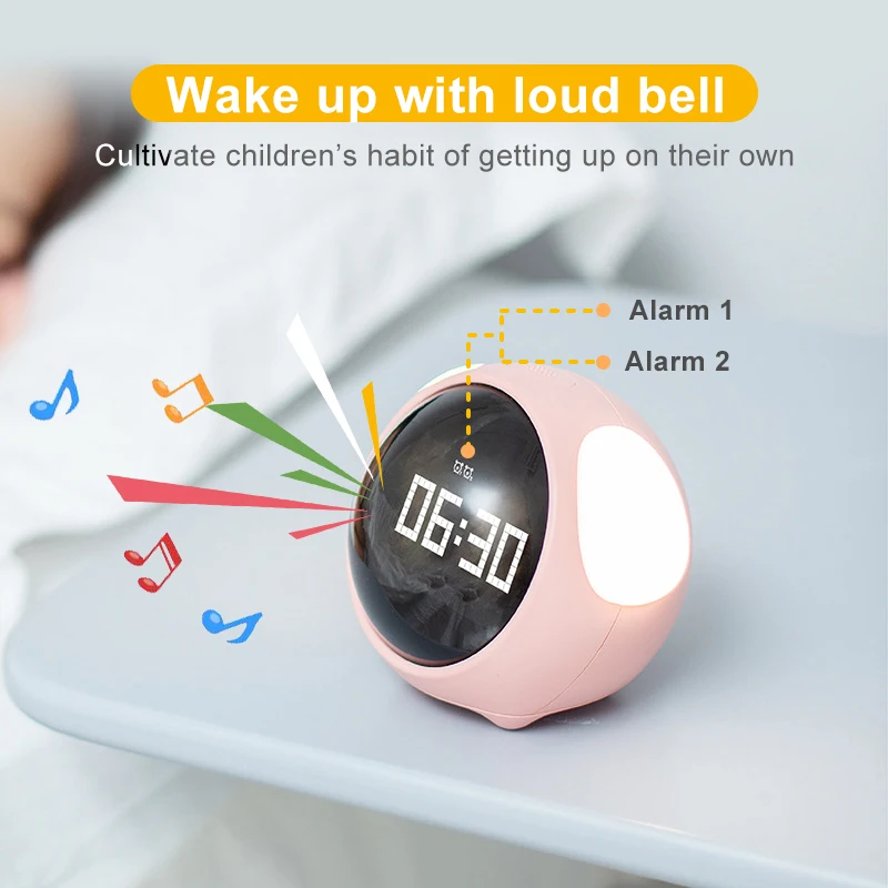 

Cute Night Light Alarm Clock LED Smart Kids Digital Clock Home Decor For Children Room Sleep Trainer Lamp Clocks Kids Xmas Gift