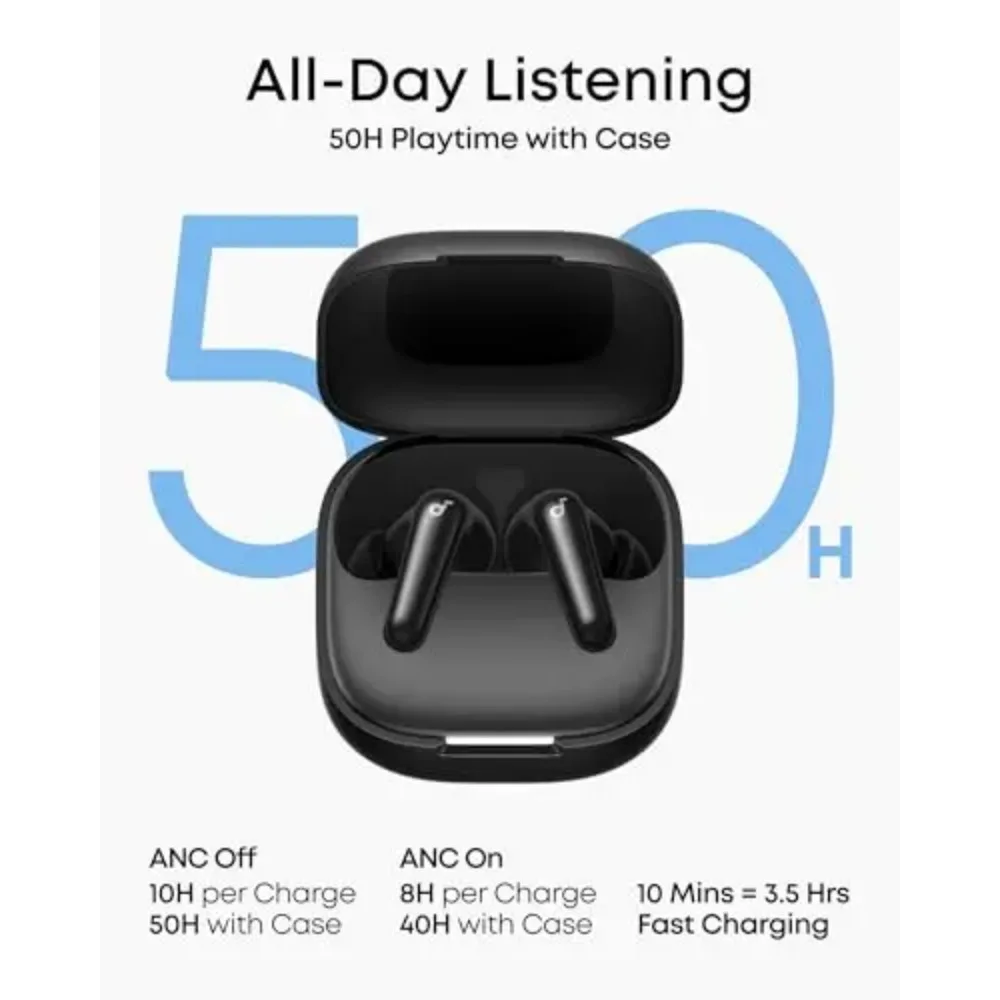 Фото Беспроводные наушники Anker Soundcore P31i с адаптивным шумоподавлением ANC 52 дБ, LDAC Hi-Res, Bluetooth 6.1, водонепроницаемость IP55, 50 часов работы, AI Call №2
