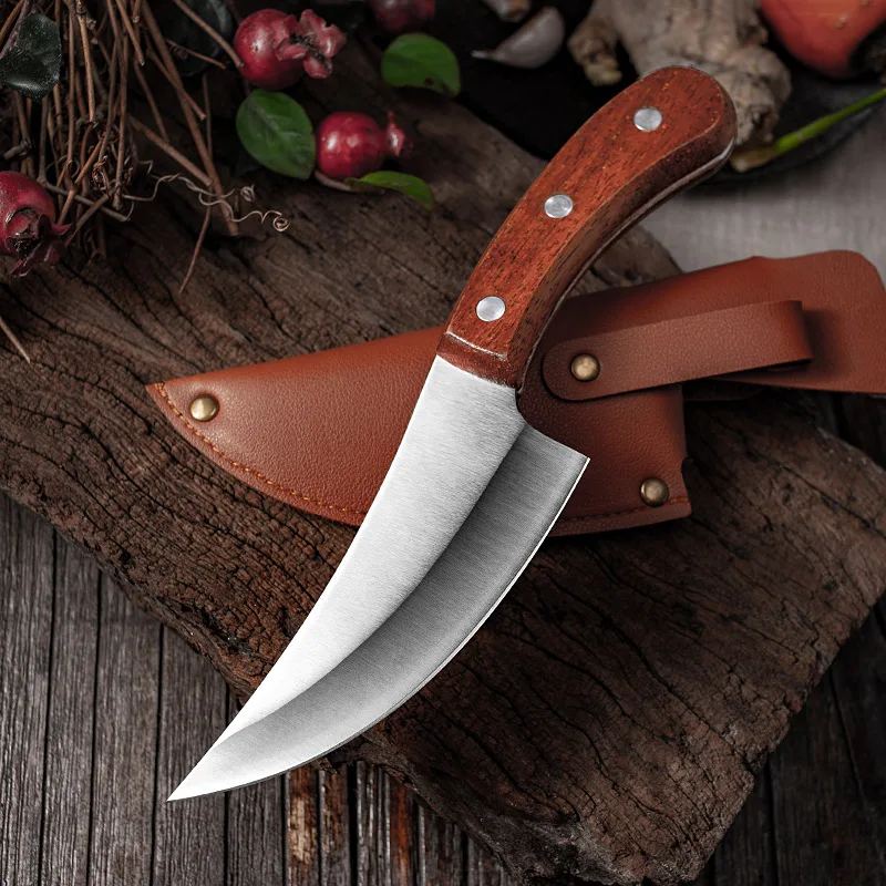 

Open fish kill fishing knife eviscerate meat slaughter small bend express blow hair broken hair cut cut pig sheepskin sheath