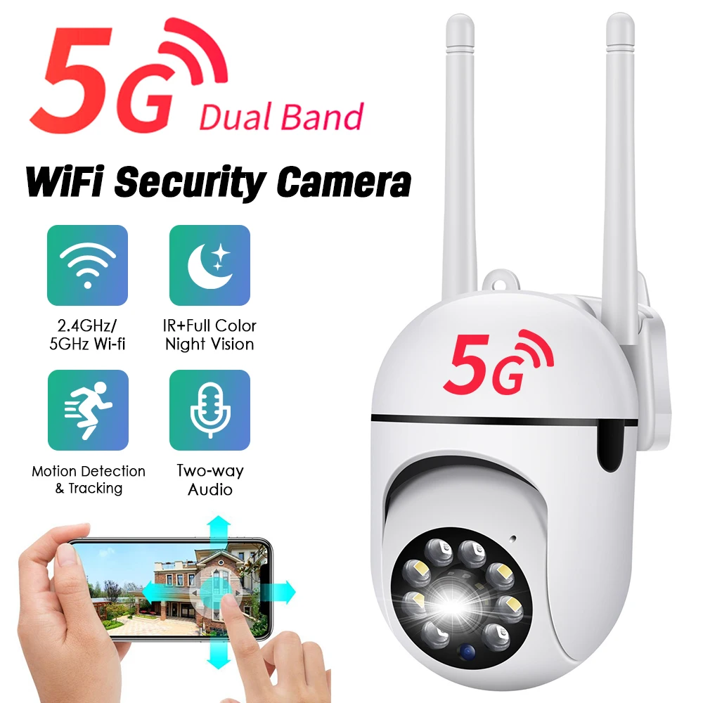 

5G Dual Band WiFi Surveillance Camera 2MP PTZ IP Camera Full Color Video Motion Detection Two-way Audio Security Wireless Home