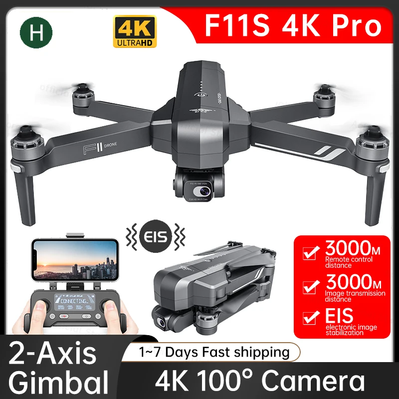 

New Aerial Camera F11S 4K PRO Drone 4K Pro with HD Camera 3KM GPS 5G WiFi EIS 2 Axis Gimbal F11 RC Foldable Brushless Quadcopter