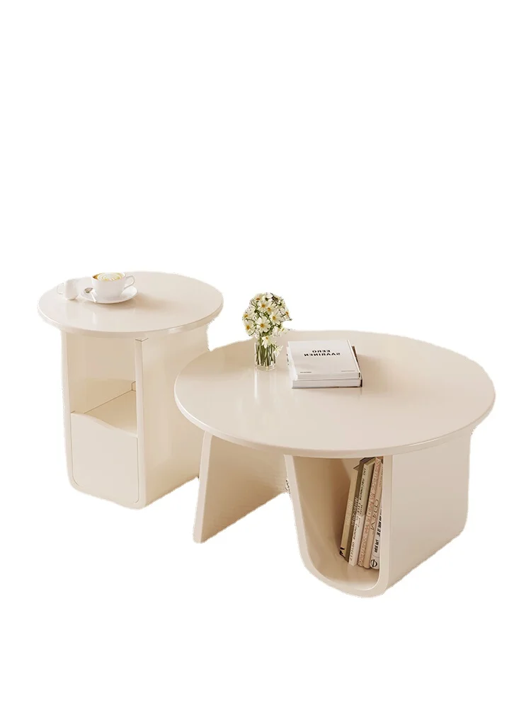 

XK round Tea Table Combination Internet Celebrity Modern Simple Small Apartment Living Room Home White