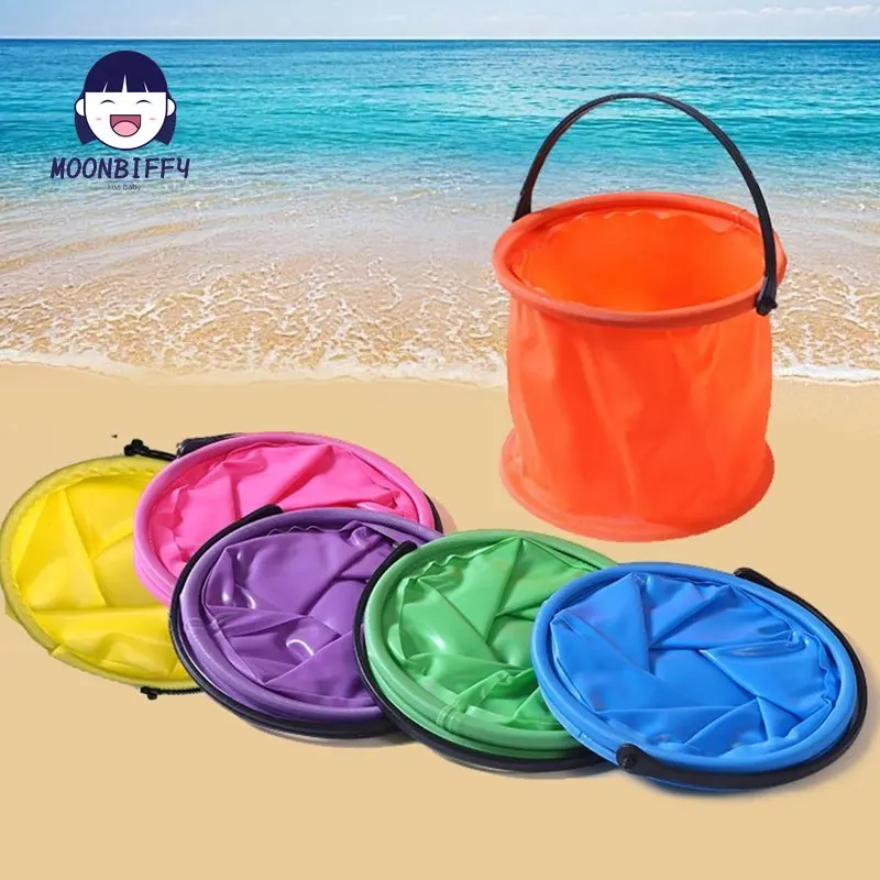 

13x13cm Collapsible Sand Bucket Portable Garden Tool Bucket Sand Beach Water Fight Activity Game Toy for Family Kids Easy Carry
