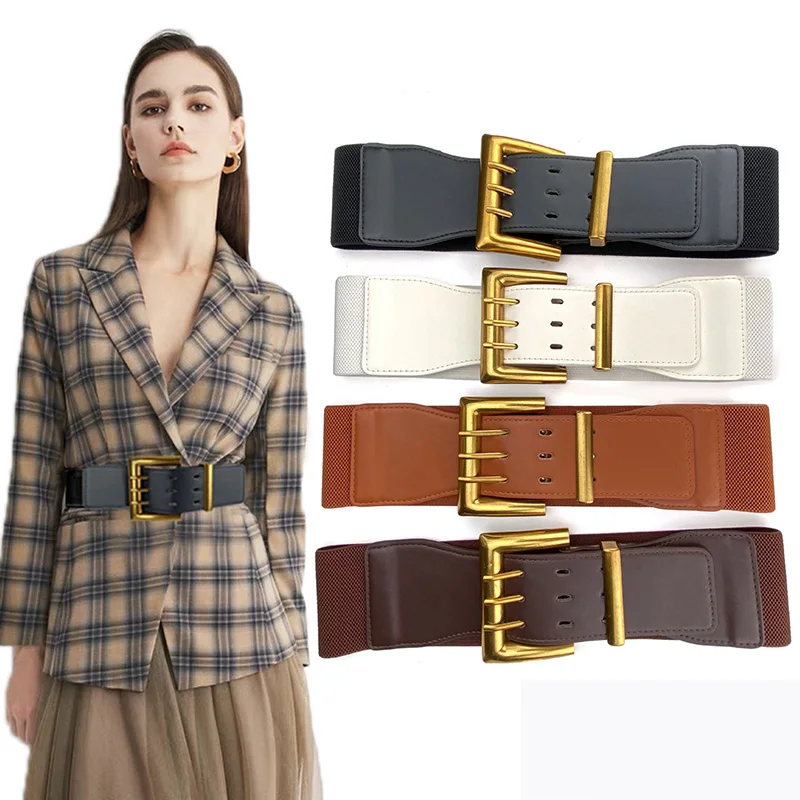 Fashion Ladies Stretch Ultra Wide Waist Seal High Quality Elastic Versatile Belt With Down Jacket Coat Dress Wearing Waistband
