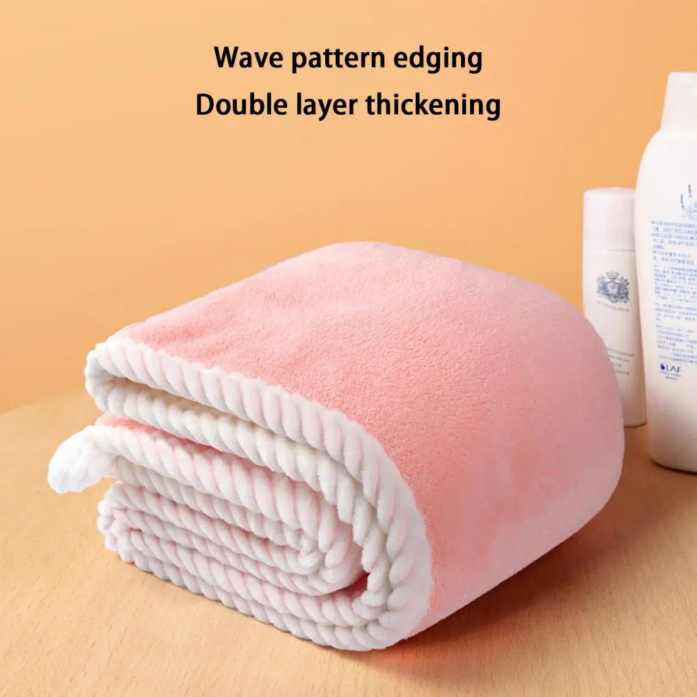 

Dry Hair Hat Washable Not Fading Double Layer Hair Towel Wrap with Fixation Button Daily Use Hair Towel Wrap Hair Drying Hat