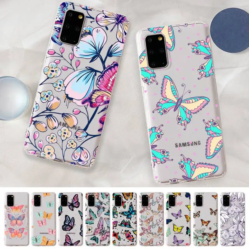 

Butterfly Phone Case for Samsung S20 S10 lite S21 plus for Redmi Note8 9pro for Huawei P20 Clear Case