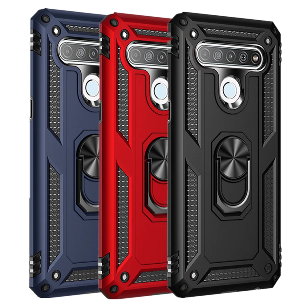 

LG K61 Funda Shockproof Armor Case For LG Q61 Q63 K61 K51S K40S K92 Stylo7 5G K53 Anti-Fall Metal Ring Holder Protection Cover