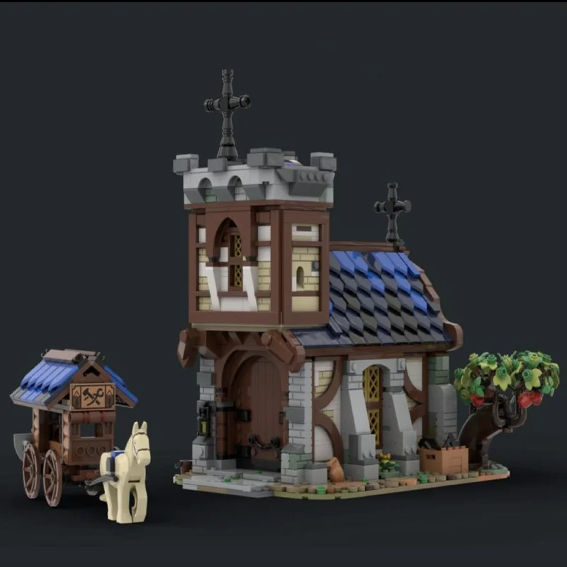 

MOC Architectural Scene Medieval Church DIY Assembly Toy Castle Model Decoration Small Particle Building Brick Children's Gift