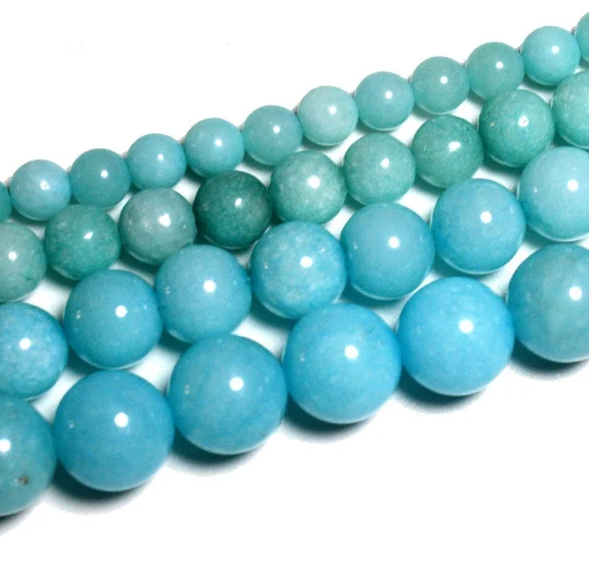 

Natural Round Amazonite Blue Stone Loose Beads for Diy Jewelry Making