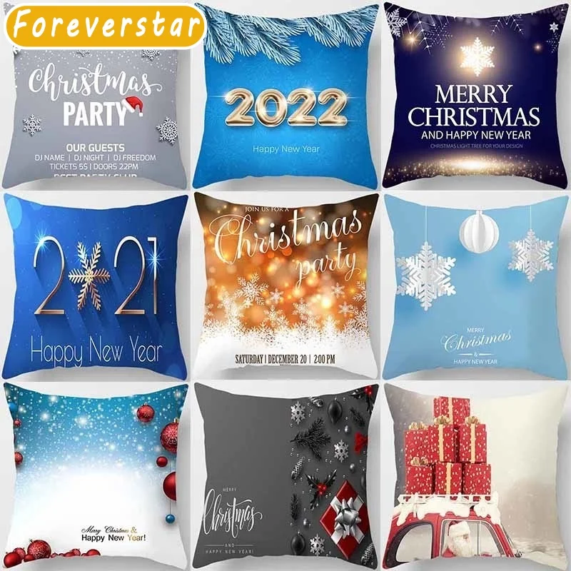 Christmas Gift Printing Square Polyester Pillowcase Used For Home Decoration Car Sofa Cushion Cover 45x45cm Funda Cojin Cojines