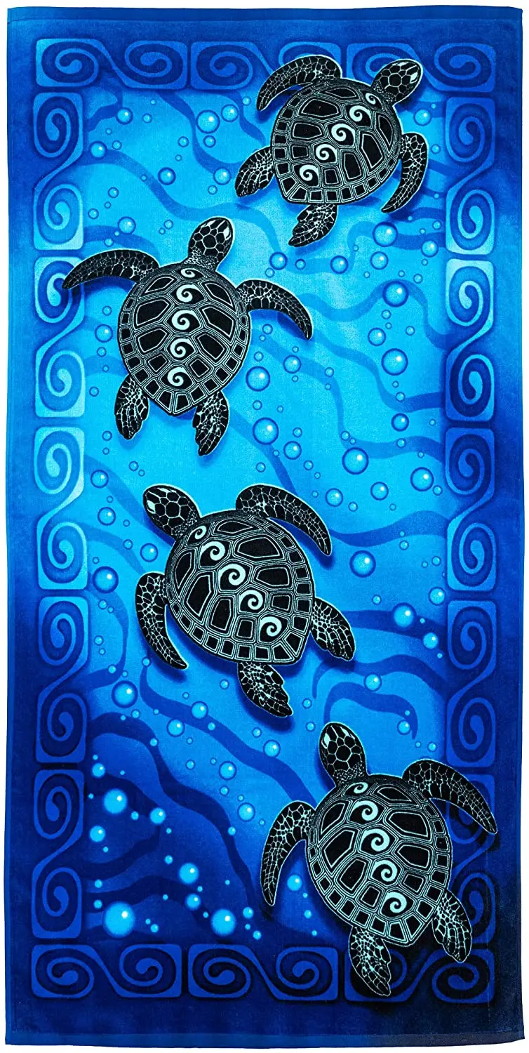 Tribal Sea Turtles Super Soft Plush Cotton Beach Bath Pool Quick Drying Towel