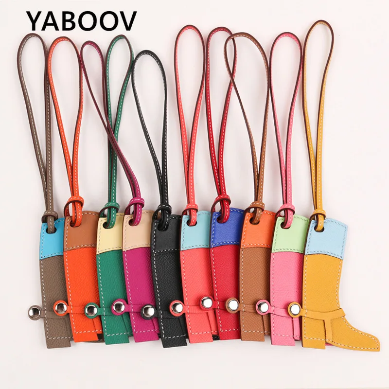 Genuine Leather Luxury Brand Handbag Pendant Keychain Trend Charms Shoe Cute Women  Ornament Top Accessory Ornament Gifts