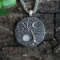 vintage boho leaf tree of life sun and moon pendant fashion neutral coquette necklace party streetwear jewelry gift