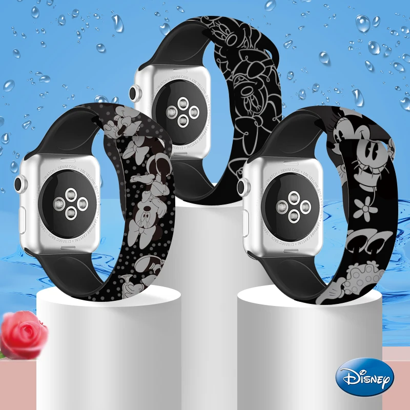 Disney Mickey Minnie Couple Strap For Apple Watch Band 41mm 45mm 49mm 44mm 42mm 40mm 38mm Bracelet For iWatch SE 7 6 5 4 3 2 1