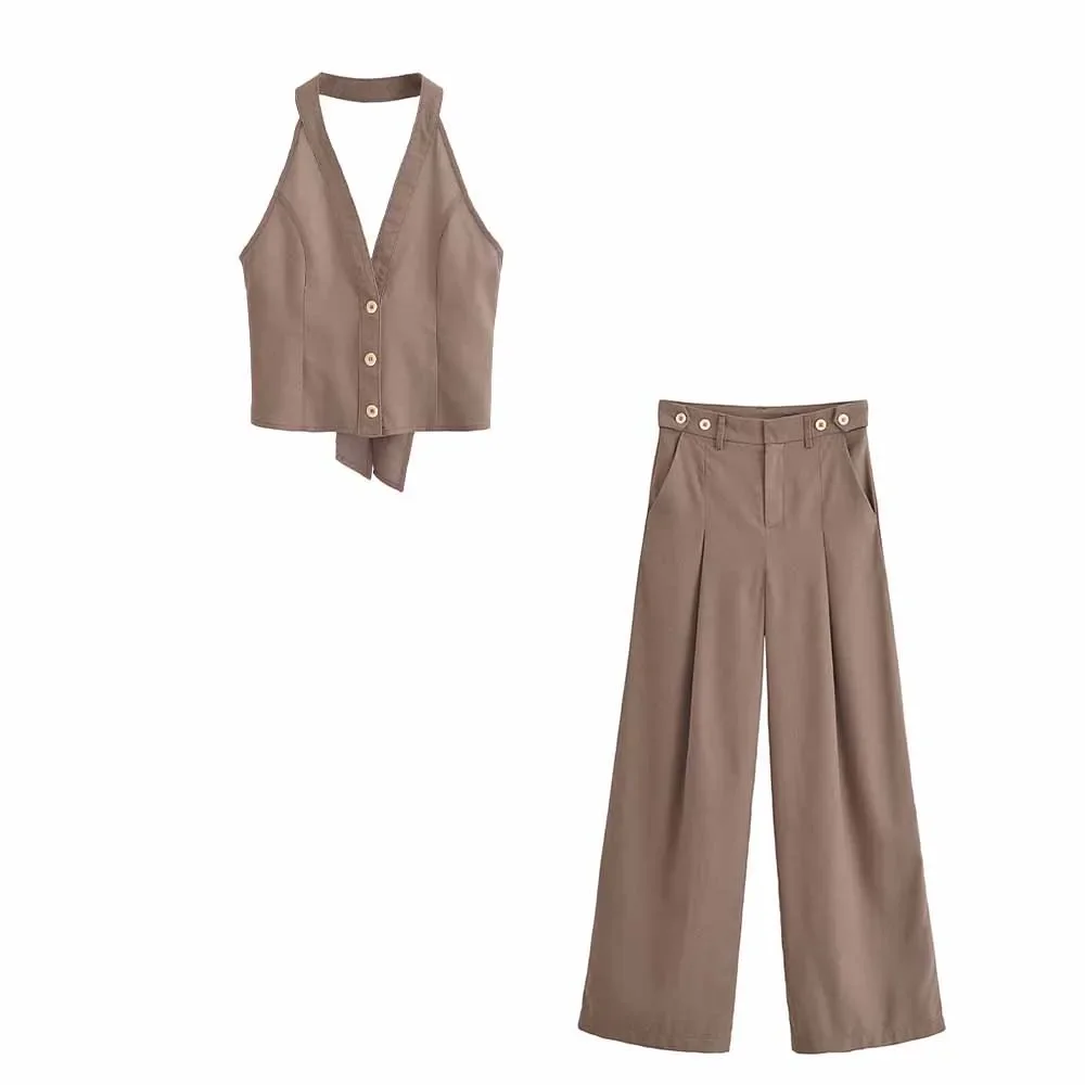 Женский костюм из 2 предметов новый модный жилет с V-образным вырезом и бантом в