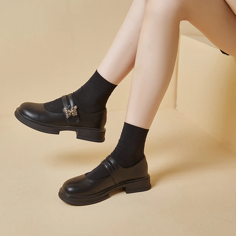 AIYUQI Women Mary Jane Shoes 2023 New Genuine Leather Summer British Style Girls Lolita Shoes Bow Platform Glossy Shoes Woman
