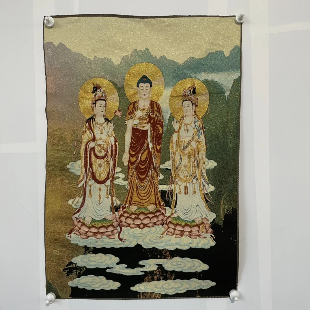 

Китайская вышивка танка, портрет Вестерн тройного святого, гостиной, фреска, центральное украшение, подвесные картины