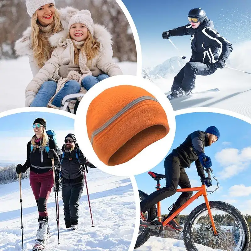 Светоотражающая теплая шапка зимняя унисекс с высокой видимостью манжетами