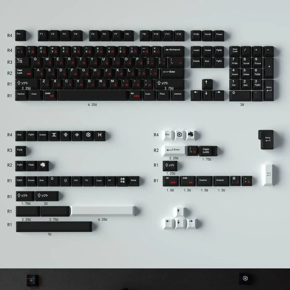 WoB Red Cyrillic Черно-белая красная японская кепка Дополнение ключа Вишня Оригинальная