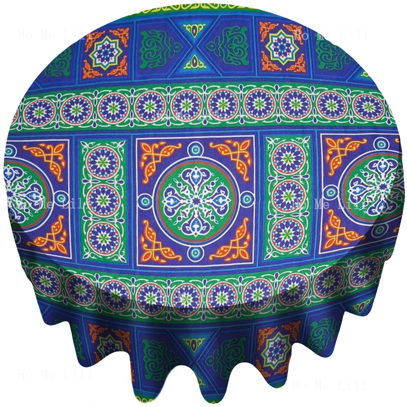 

Traditional Egyptian Arabian Khayameya Tent Islamic Colorful Pattern Ramadan Eid Decor Round Tablecloth By Ho Me Lili