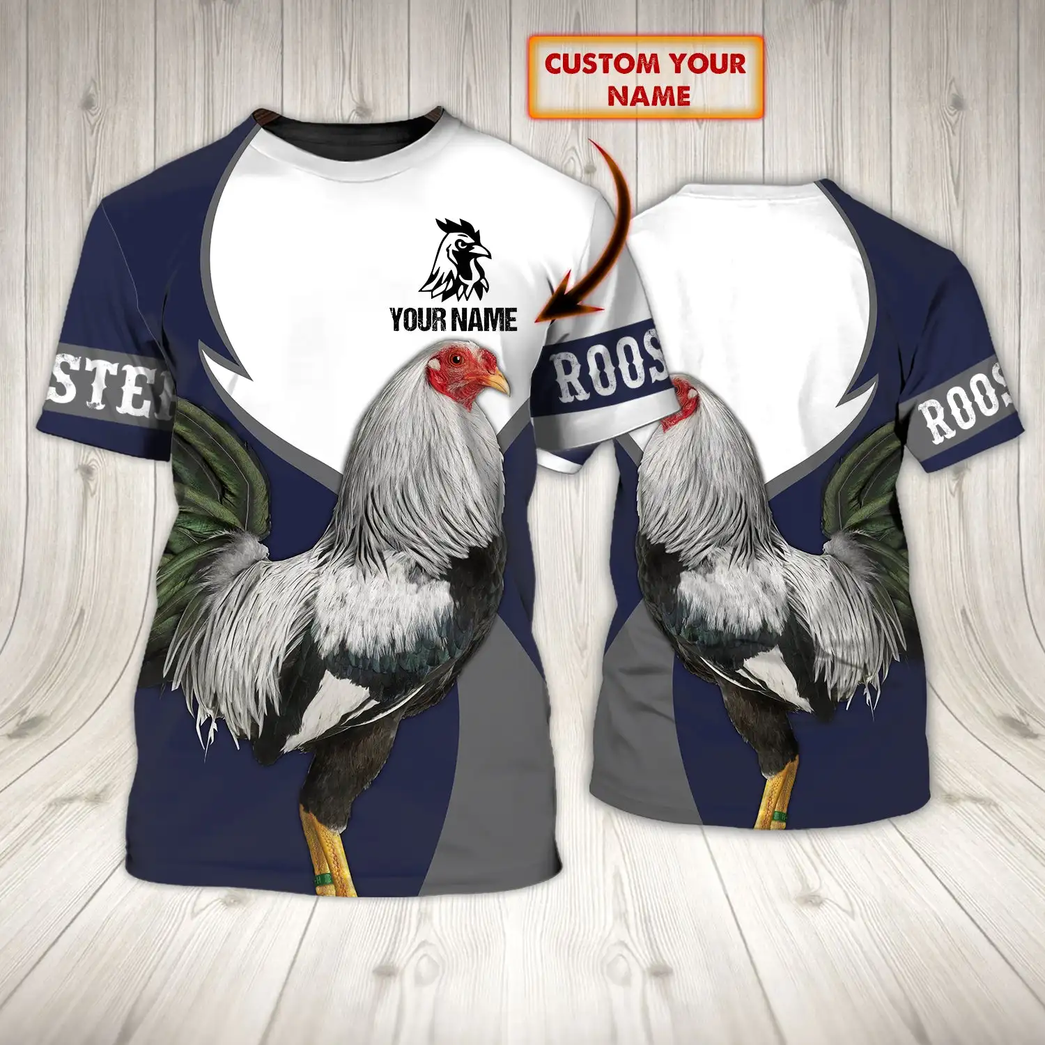 

2023 Summer Men's Short Sleeve T-Shirt Round Neck 3D Rooster Casual 3D T-Shirt Men's Loose Clothing
