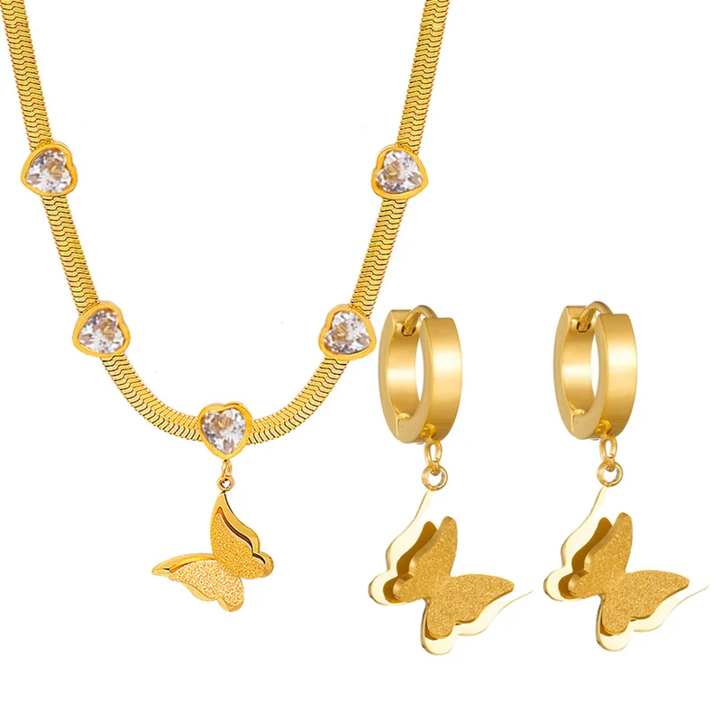 Модный простой позолоченный ретро кулон-бабочка изумрудная любовь циркон