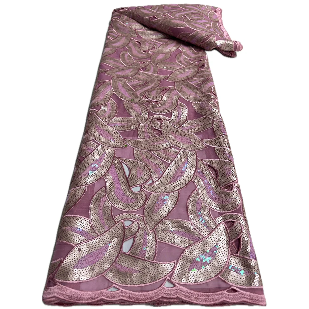 PGC Африканская Вышитая Кружевная Ткань Мягкая Французская Сетка С Блестками