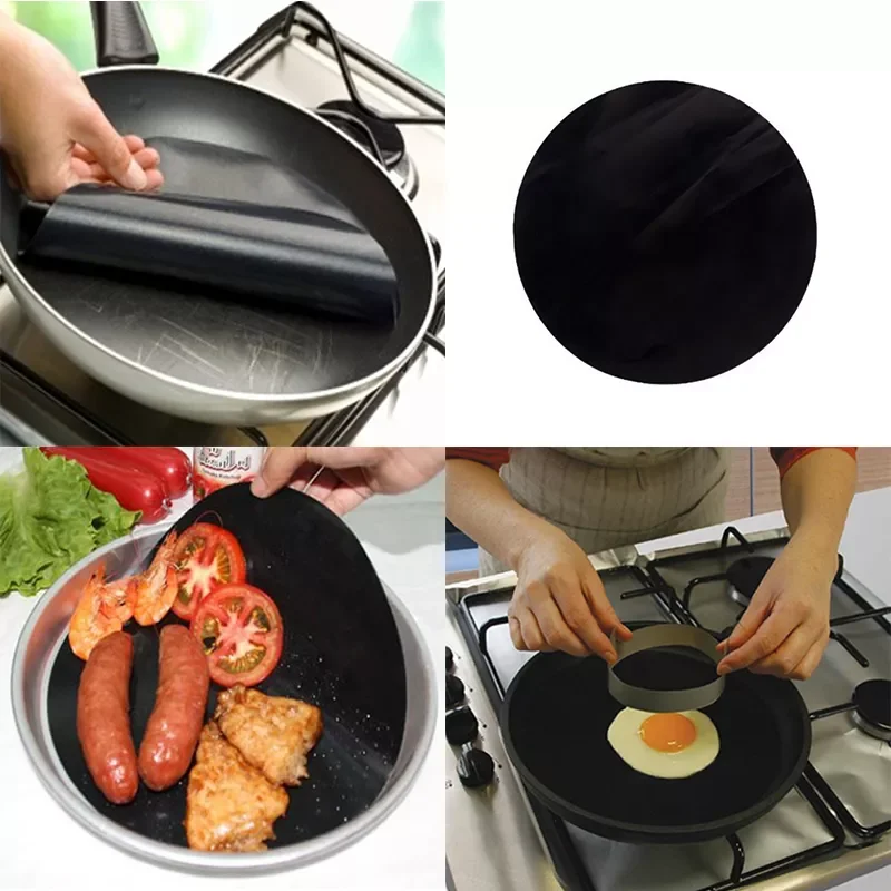 

2022New Reuseable Non-stick Mat Pan Fry Liner Sheet Cooking Wok Sheet Pad Kitchen BBQ Baking Mats Cooking Tool Round 24cm Diamet