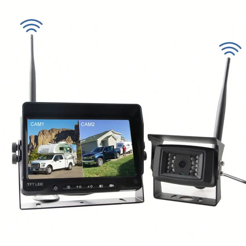 7' Lcd Wireless Security Camera Systems For Truck Refrigerator Truck Backup Camera for RV
