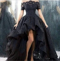 2015 black lace evening dress off the shoulder vestidos longos evening gowns