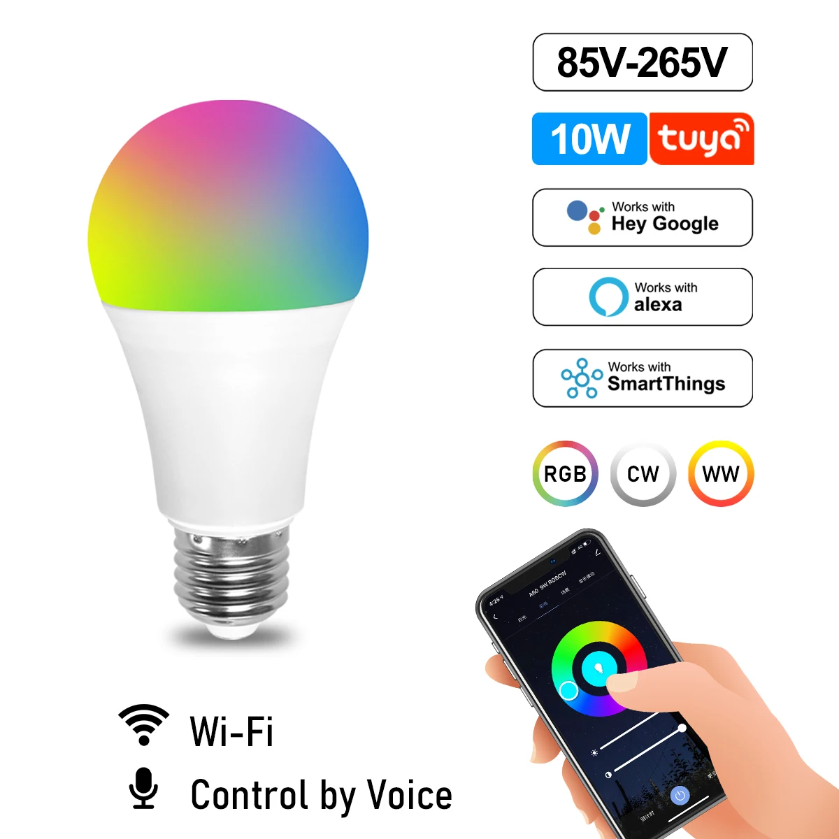 Умная Светодиодная лампа GU10 E27 E14 IoT с Wi-Fi Rgb голосовым управлением работает Google Home