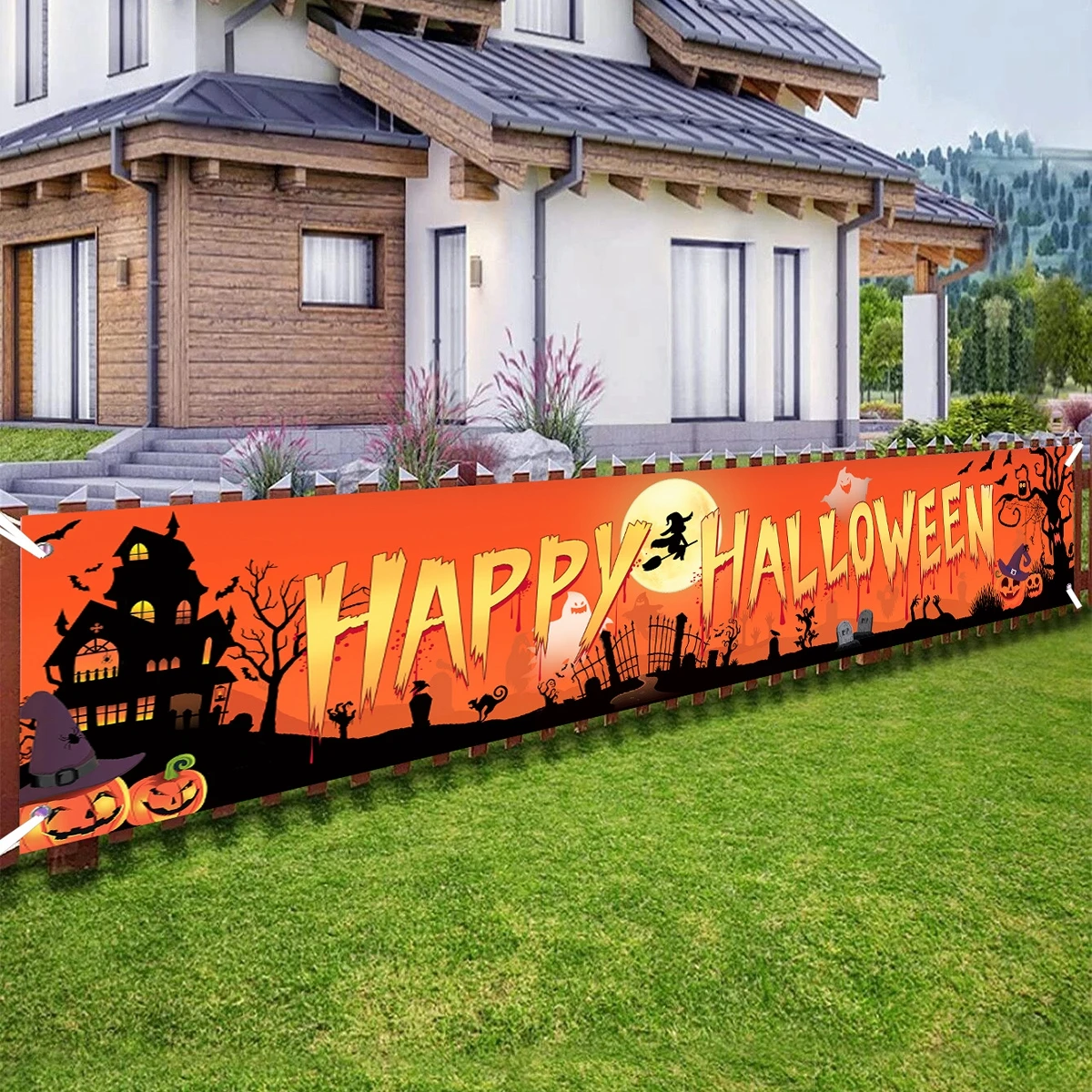 Happy Halloween Banner Party Favors Decorations For Home 2024 Trick or Treat Supplies