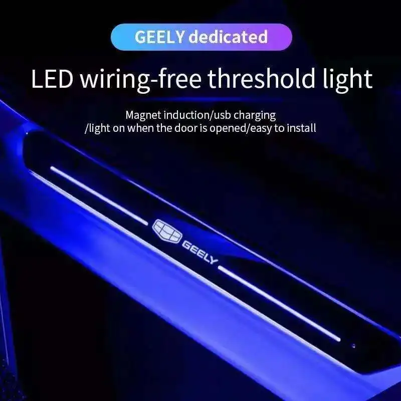 

Car USB Power LED Welcome Pedal Car Scuff Plate Pedal Door Sill Pathway Light For GEELY atlas coolray RUI CK Saloon EMGRAND ec7