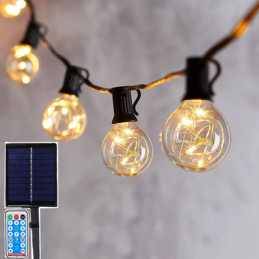 

Solar Globe Ball String Light G40 LED Solar Globe Fairy Light Outdoor Umbrella Patio Light Party Wedding Christmas Decor Garland