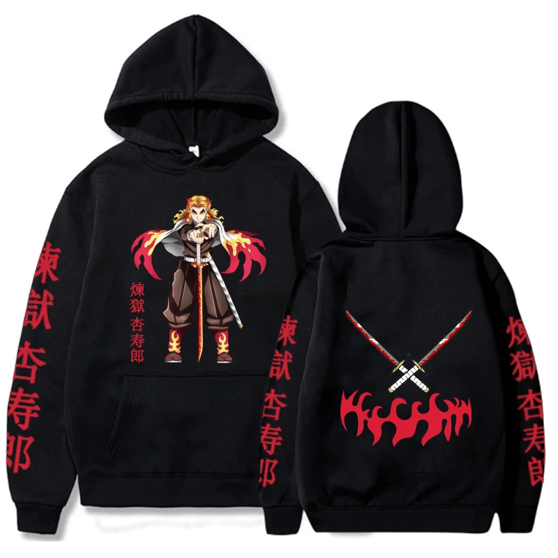 

Anime Hoodie Demon Slayer Rengoku Kyoujuro Harajuku Pullovers Tops Warm Winter Outdoor Cloth