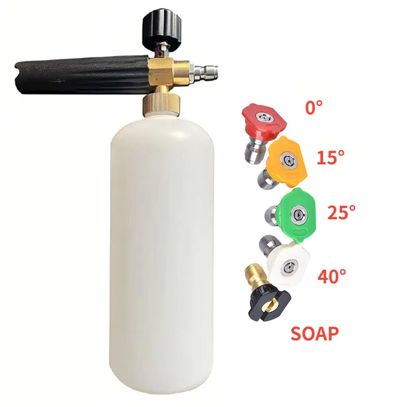 High Pressure Snow Foam Lance Foam Generator 1/4 Quick Release Foam Gun with 5 Spray Nozzles for High Pressure Car Washer