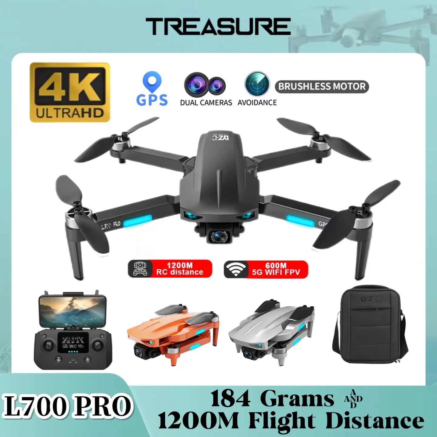 

L700 PRO GPS Drone 4K Profesional HD Camera Aerial Photo UAV 5G WIFI Brushless Foldable RC Quadcopter Mini Toy