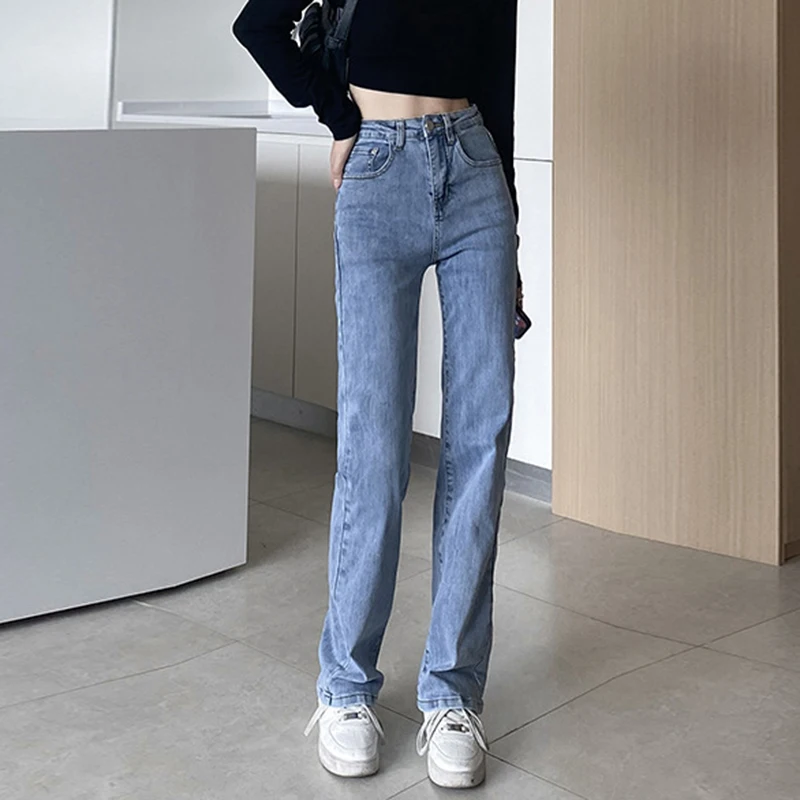 

Black Straight Jeans 2022 Spring Women Vintage Loose High Waisted Blue Wide Leg Jeans Femme Casual Cotton Denim Pants Streetwear