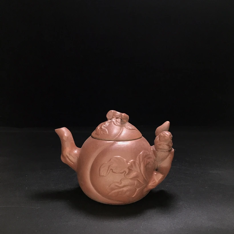 Chinese Yixing Tea Pot Handmade Purple Clay Zisha Longevity Peach Pot Teapot Raw Ore Chen Mingyuan 360cc