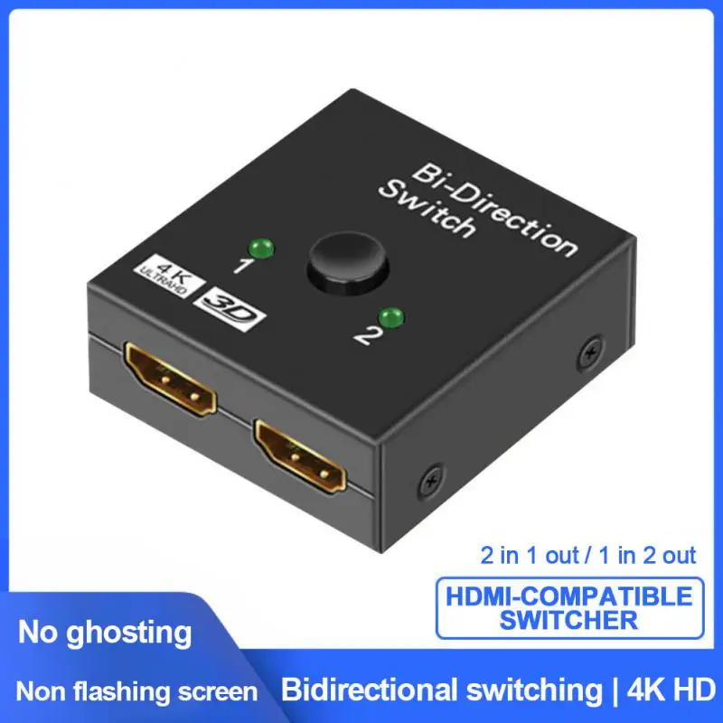 Bidirectional Converter Hdmi-compatible Switcher Portable 4k 60hz Splitter 1x2/2x1 Switch Connector 2 In 1 Out Converter Adapter