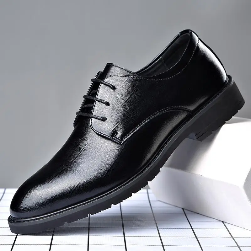 

Brogue Leather Shoes Men's Business Formal Wear Boys Men's Casual Soft Bottom British Style Wedding Groom's Shoes