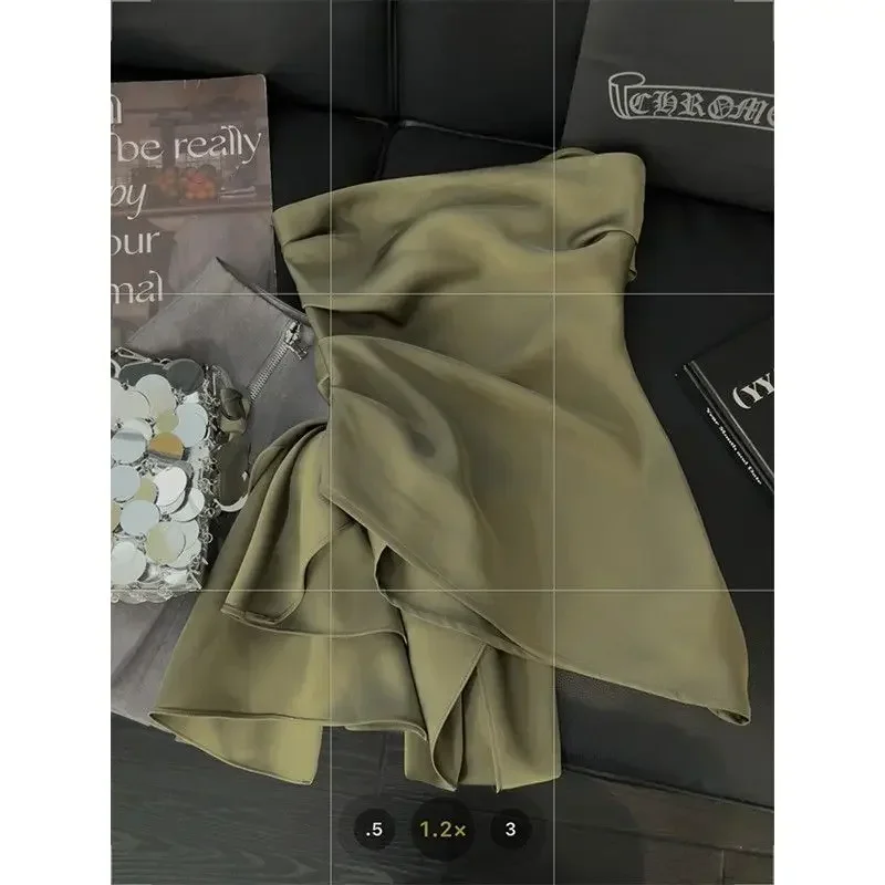 Новинка 2024 женский летний Асимметричный Атласный топ со складками