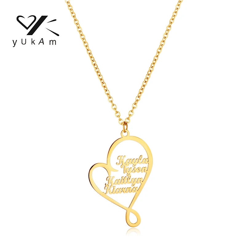 YUKAM Design Love Necklace Customized Customizable Stainless Name Women Special Necklaces Personalised Personalized Gift Steel