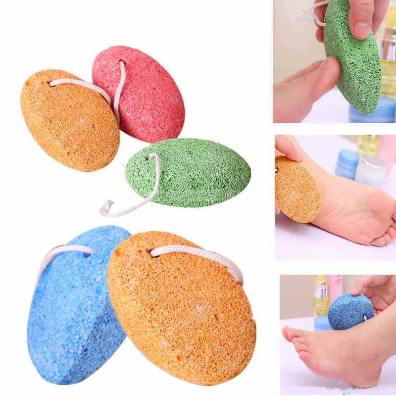 Natural 4Colors In Random Unisex Cleaning Brush Foot Care Tool Double Sided Lava Stone Exfoliating Rubbing  Foots