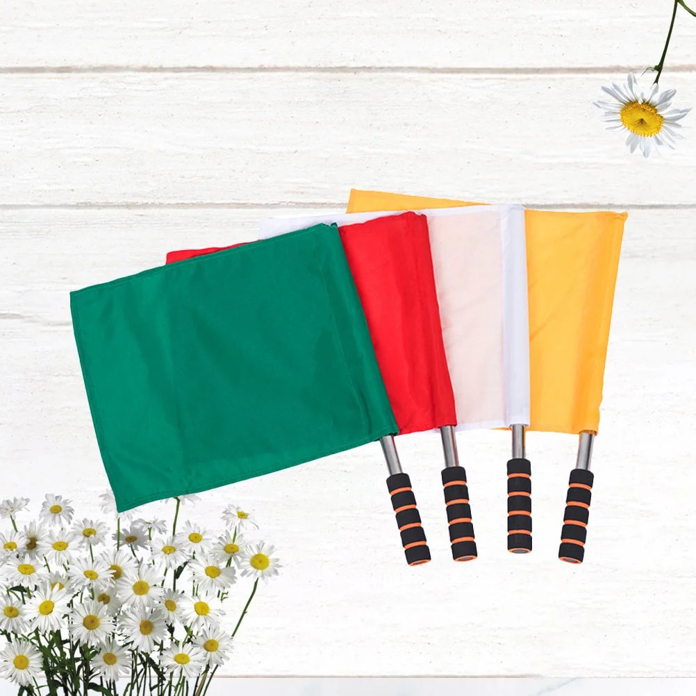 

4pcs best friend gifts hand flags, sponge handle patrol performance linesman official flag for soccer volleyball football track
