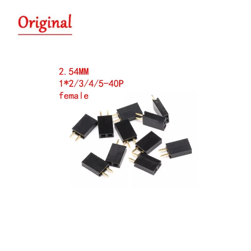 10 шт. 2 54 мм однорядный прямой женский контактный разъем медная игла 1 X 3 4 5 6 8 10-40 PIN