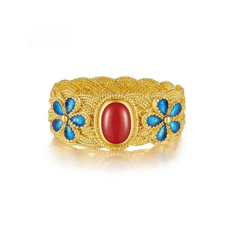 

Disney Dragon Fenghua Ring Golden Court Silk Women's Wedding All-Match Fashion Temperament Romantic Happiness