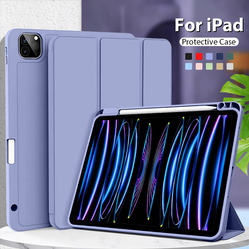 

For Ipad 9 9th 10th Generation 8th 10.2 Air 5 4 3 2 Case with Pencil Holder Funda For Pro 11 12.9 2022 6th Mini 6 2021 9.7 Cover